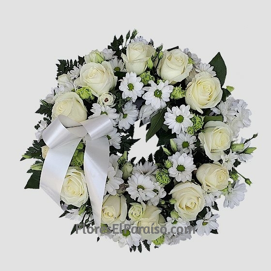 Corona Fúnebre blanca pequeña para tanatorio